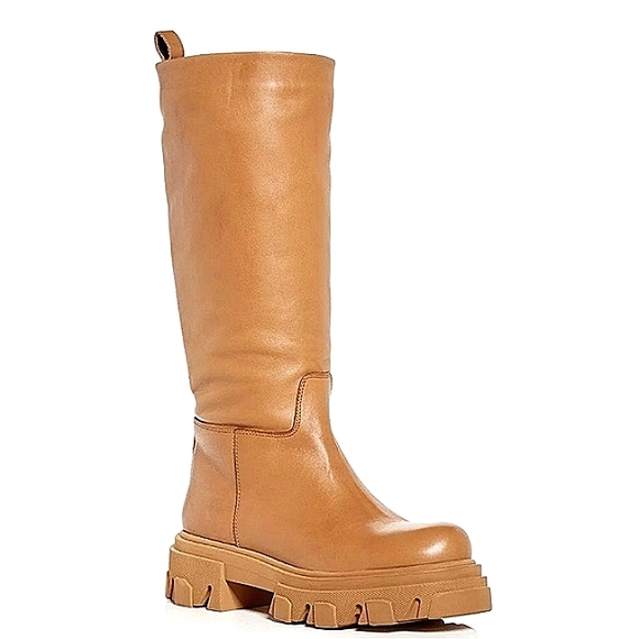 Aqua Shoes - New w/Box Aqua Brand Kiku Genuine Leather Lug Sole Pull-On Tall Boots Size 8